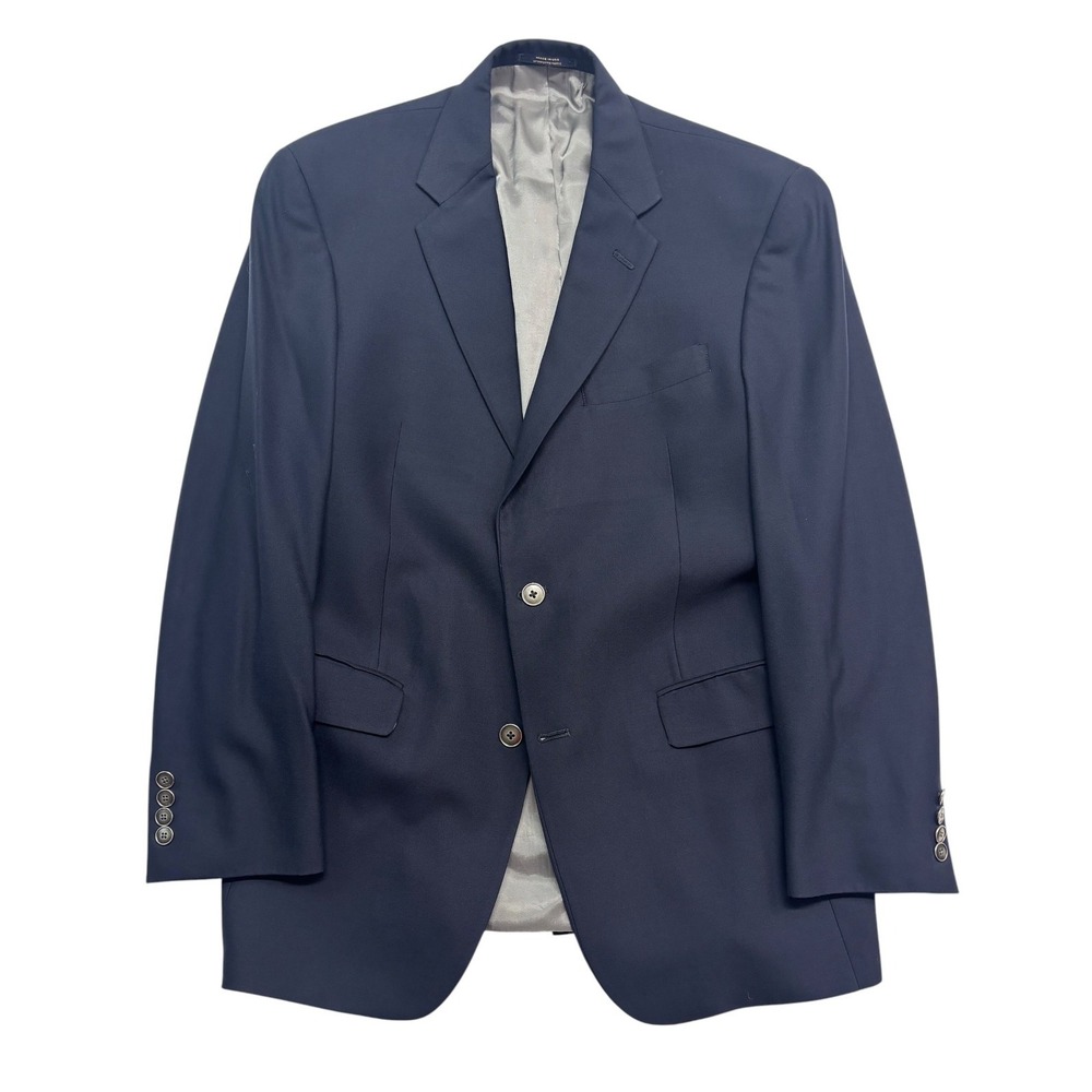 Hart Schaffner Marx 40R Navy Blue Blazer Jacket Sport Coat Gold Trumpeter USA